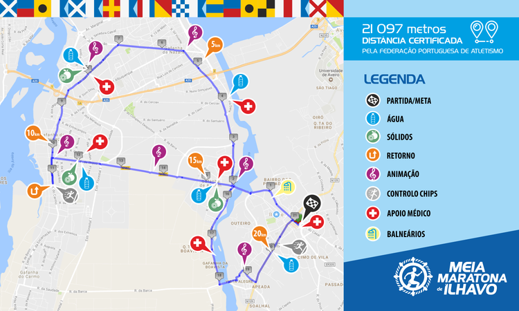 Percurso da Meia Maratona de Ílhavo 21097 metros