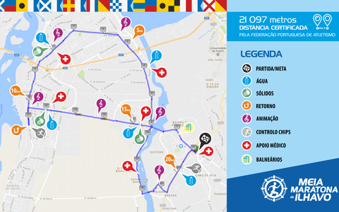 Percurso da Meia Maratona de Ílhavo 21097 metros